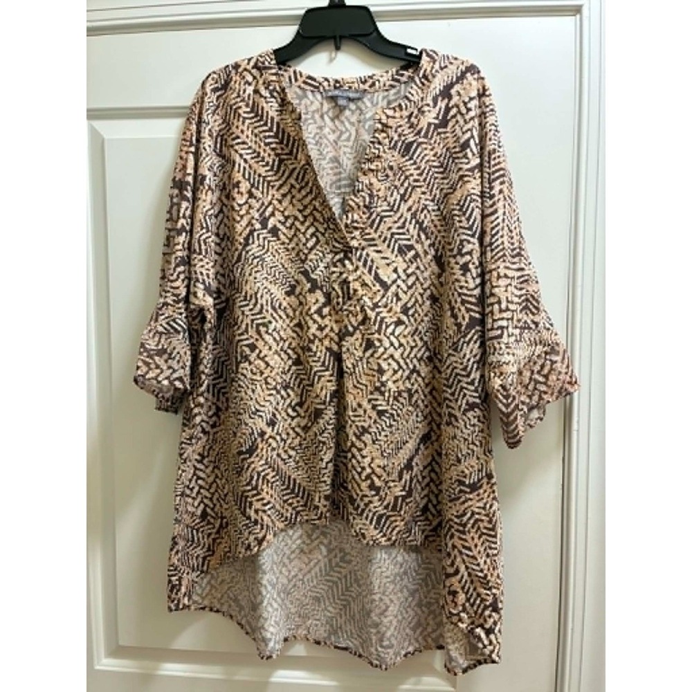 Jessica London Womens 22W Abstract Print Tunic Blouse Plus Size Boho Lightweight